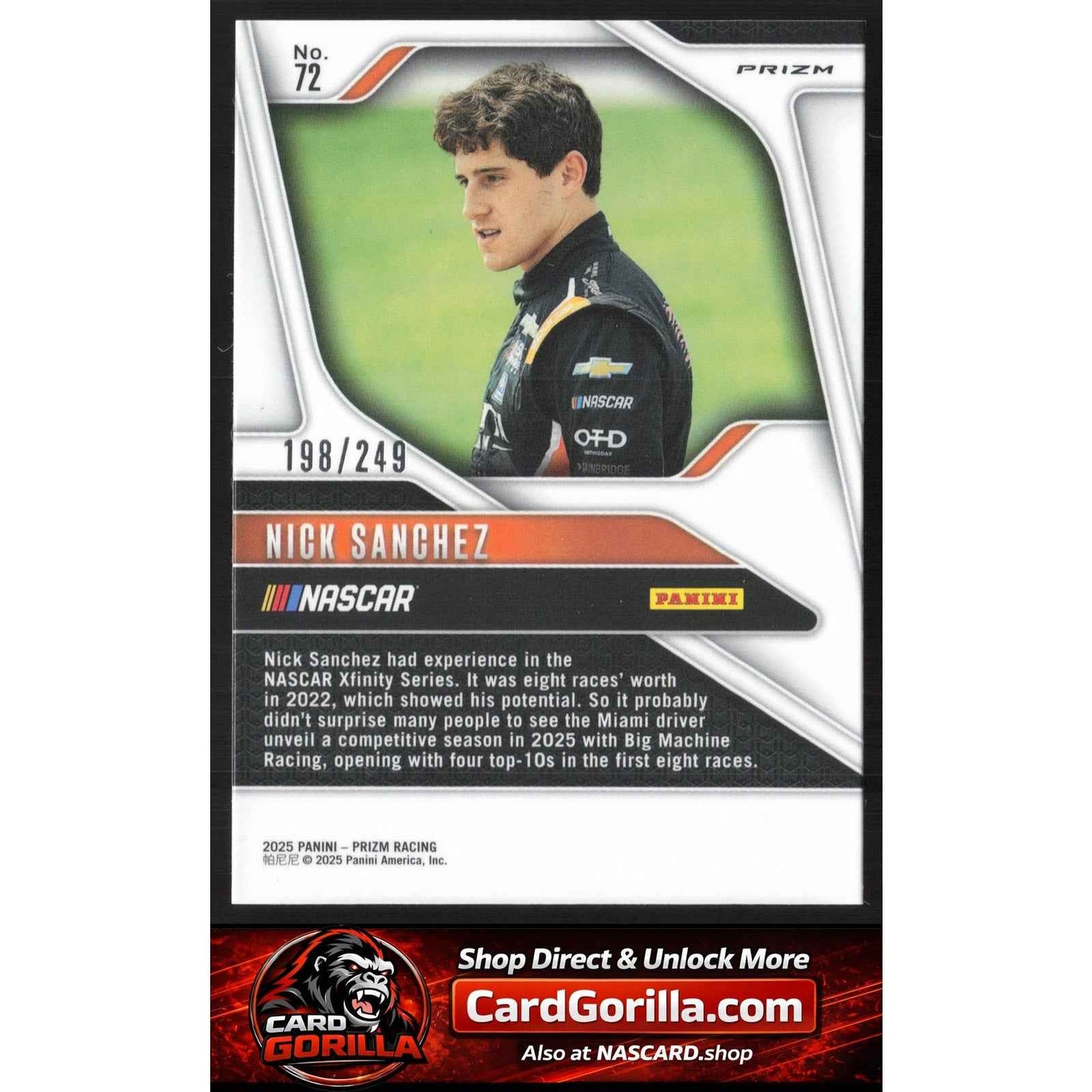2025 Panini Prizm #72 Nick Sanchez Red #/249