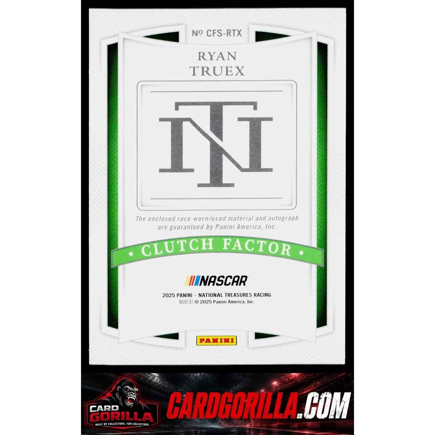 2025 Panini National Treasures #CFS-RTX Ryan Truex Clutch Factor Signatures #/99