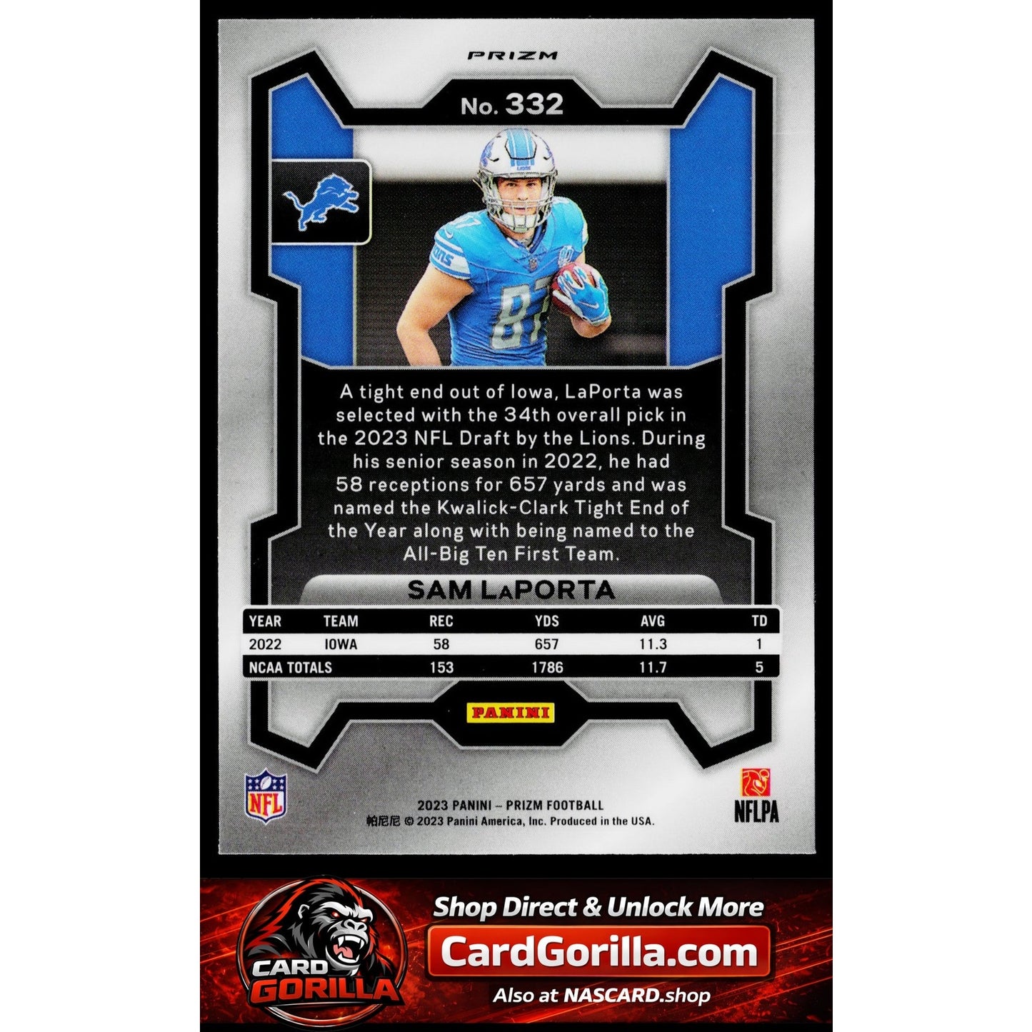 2023 Panini Prizm #332 Sam LaPorta Green Wave
