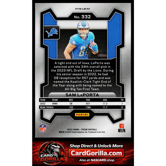 2023 Panini Prizm #332 Sam LaPorta Green Wave