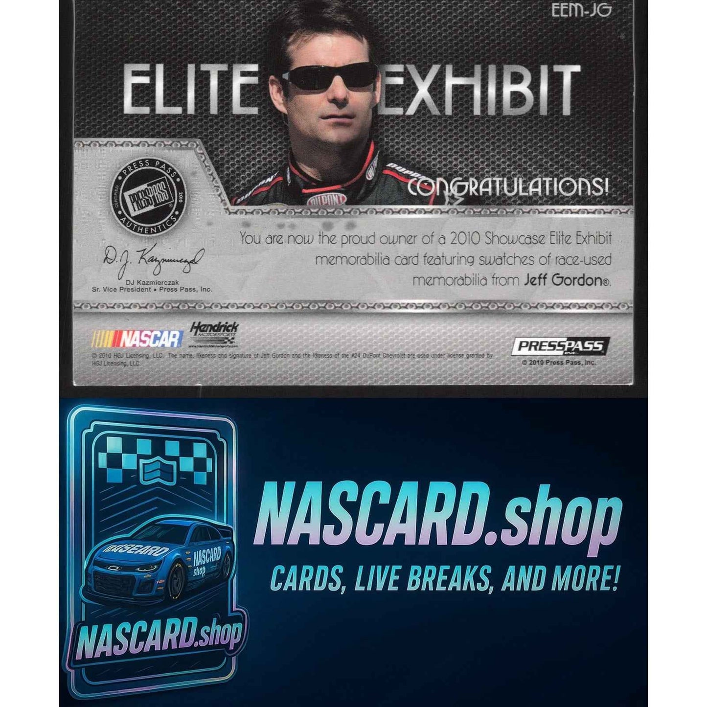 2010 Press Pass Showcase Jeff Gordon Elite Exhibit Memorabilia-1st Gear #/99