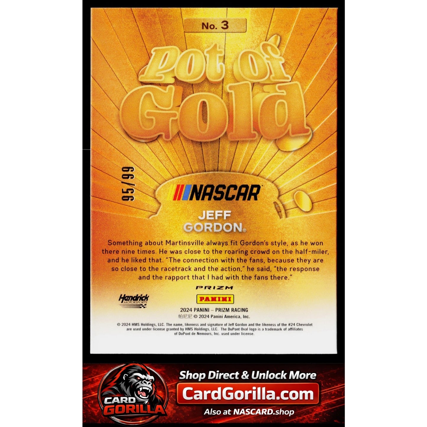 2024 Panini Prizm #3 Jeff Gordon Pot Of Gold Red #/99