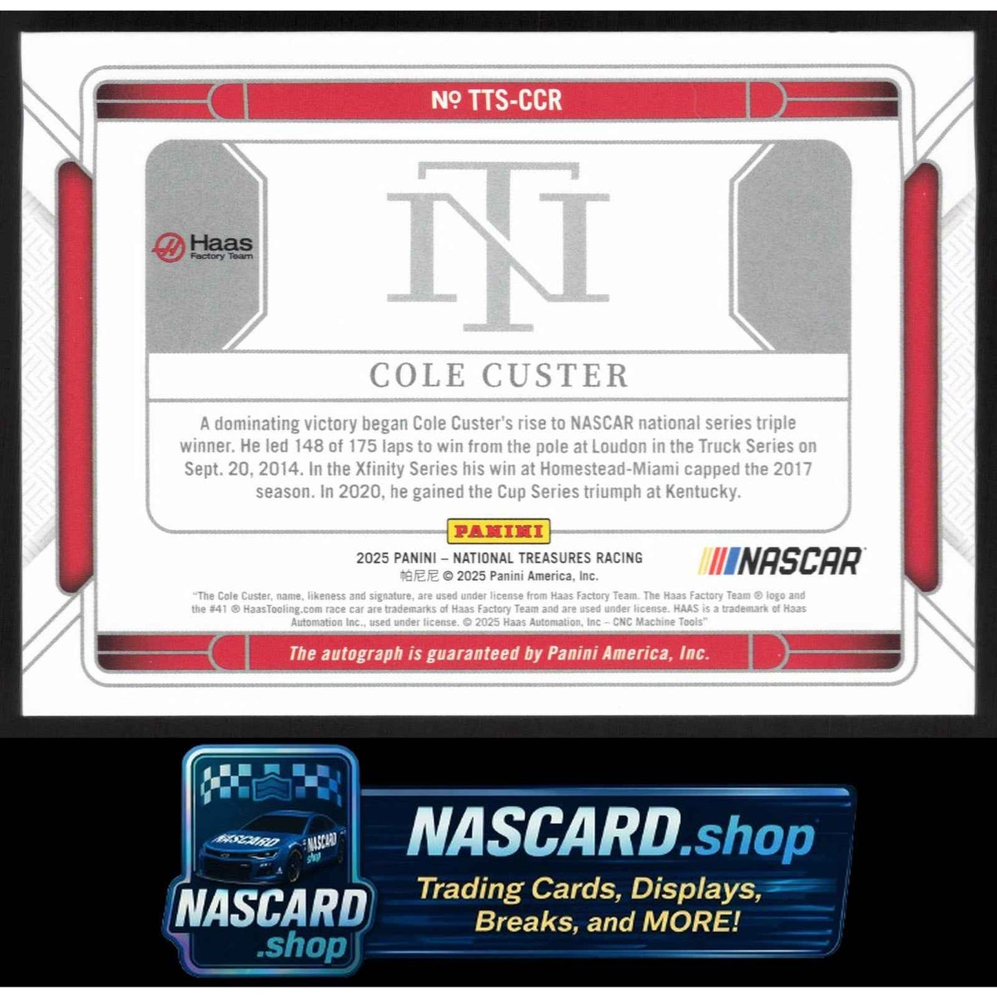 2025 Panini National Treasures Cole Custer Triple Threat Signers Green #/5