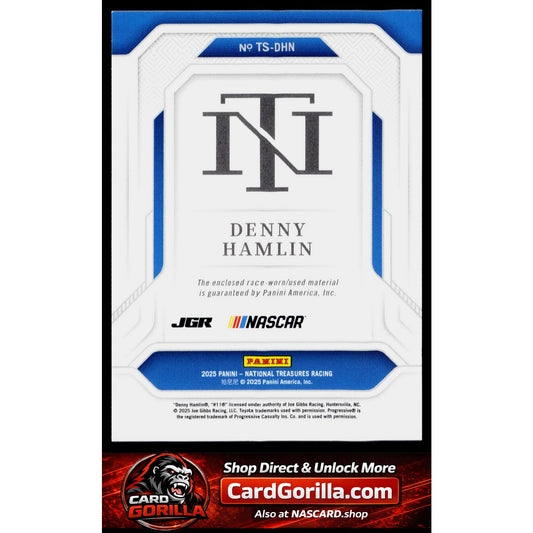 2025 Panini National Treasures #TS-DHN Denny Hamlin Treasured Swatches #/75