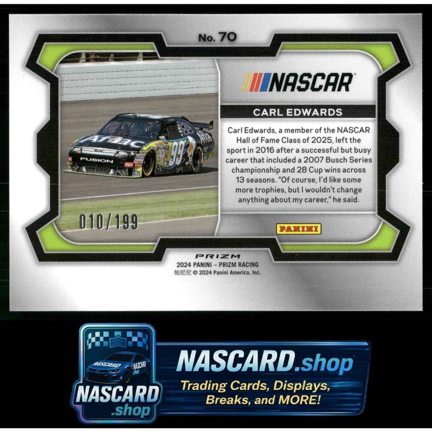 2024 Panini Prizm #70 Carl Edwards Red Pulsar #/199