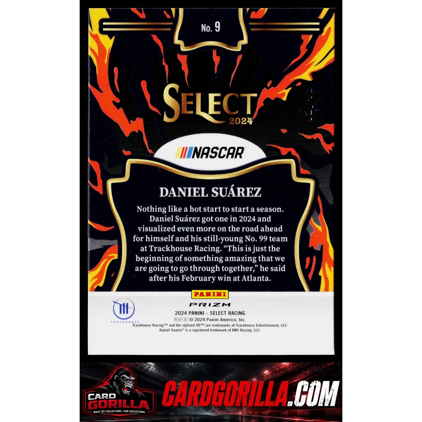 2024 Panini Select #9 Daniel Suarez En Fuego Blue Prizms #/49