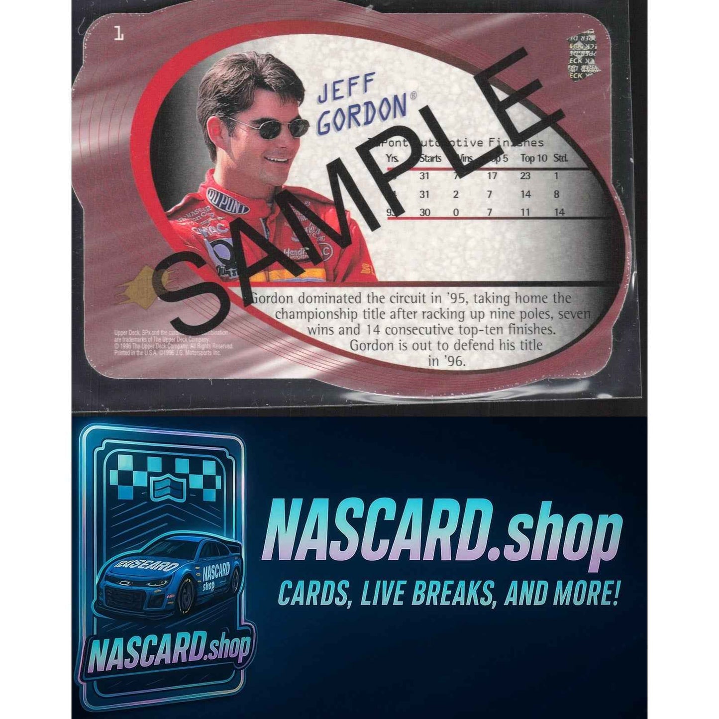1996 SPx #1 Jeff Gordon - Sample Card