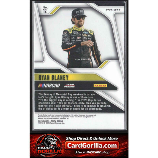 2025 Panini Prizm #12 Ryan Blaney White Sparkle