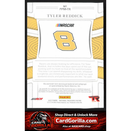 2022 National Treasures Tyler Reddick Premium Patches Midnight Holo Silver #/22