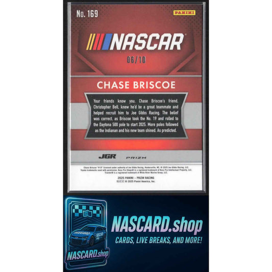 2025 Panini Prizm #169 Chase Briscoe Throwback FOTL Blue Shimmer #/10