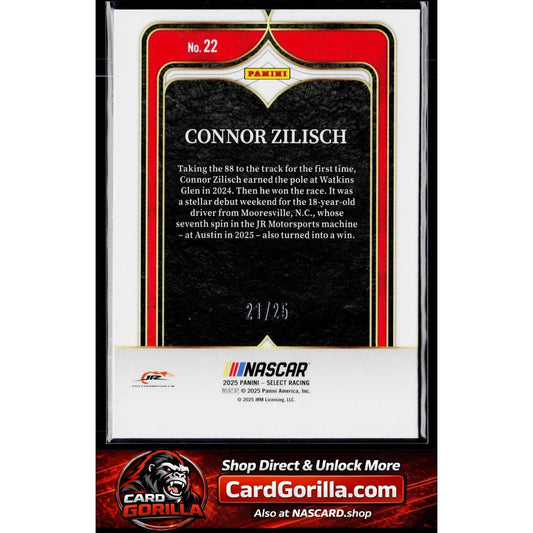 2025 Panini Select #22 Connor Zilisch Select Numbers Tie-Dye Prizms #/25