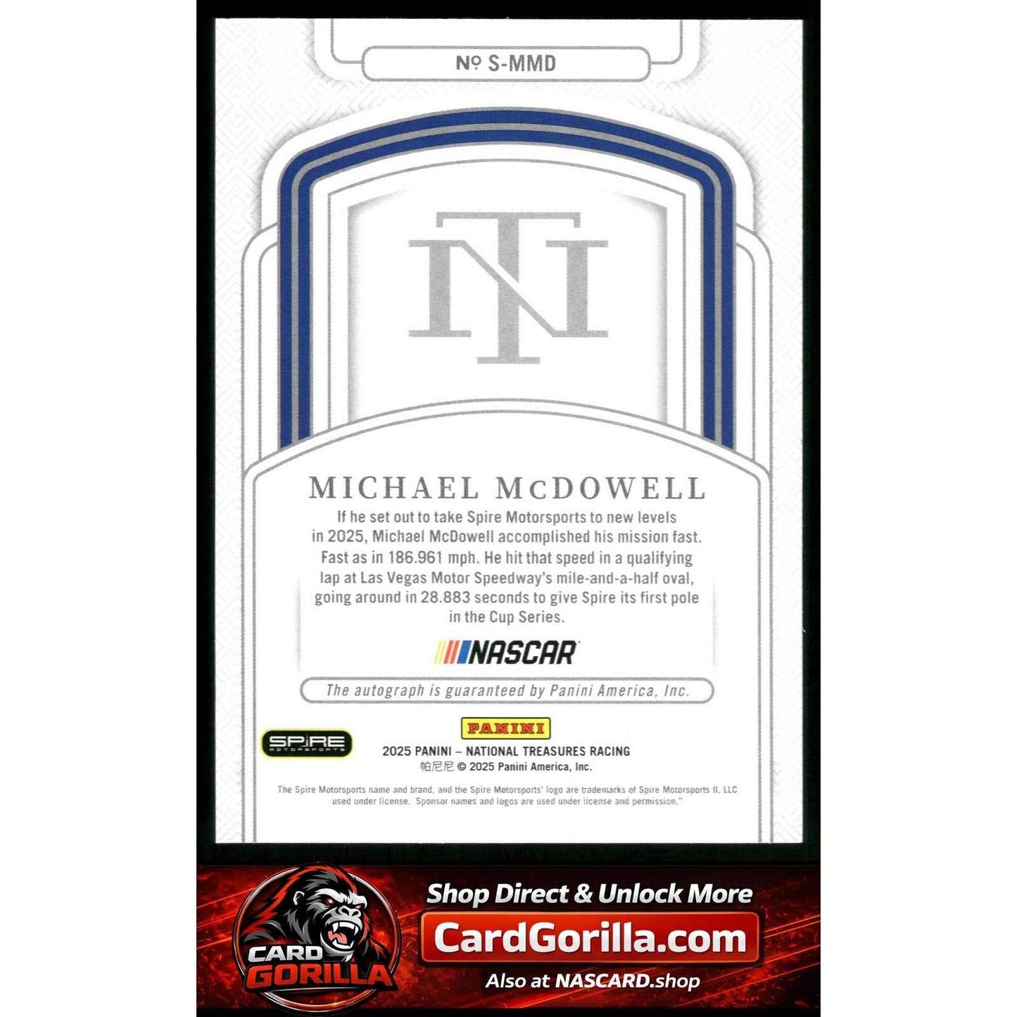 2025 Panini National Treasures Michael McDowell Signatures Holo Silver #/25