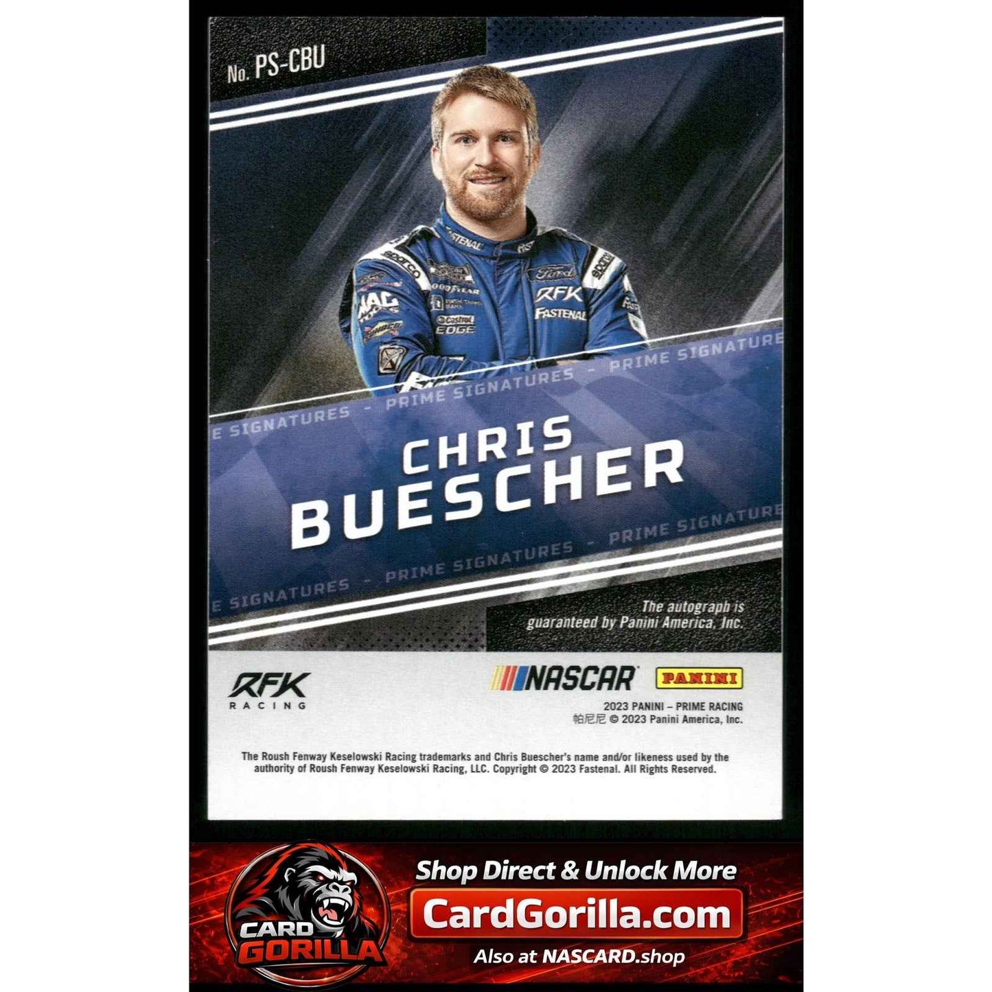 2023 Panini Prime #PS-CBU Chris Buescher Prime Signatures #/99