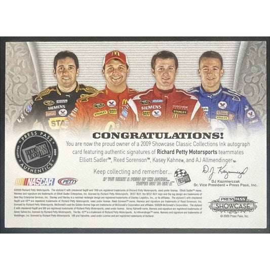 2009 Press Pass Classic Collections Ink Kahne Sadler Sorenson Allmendiger 25/25