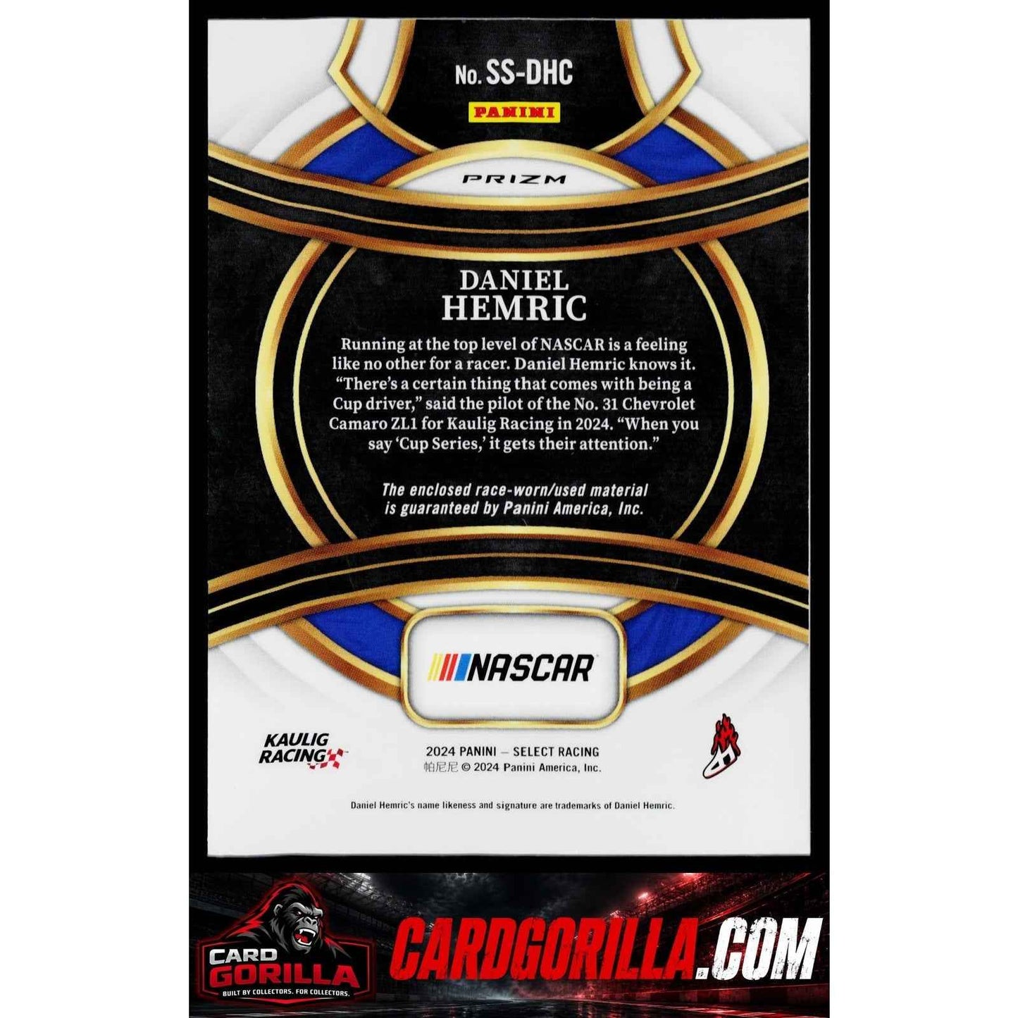 2024 Panini Select #SS-DHC Daniel Hemric Selective Swatches Flash Prizms