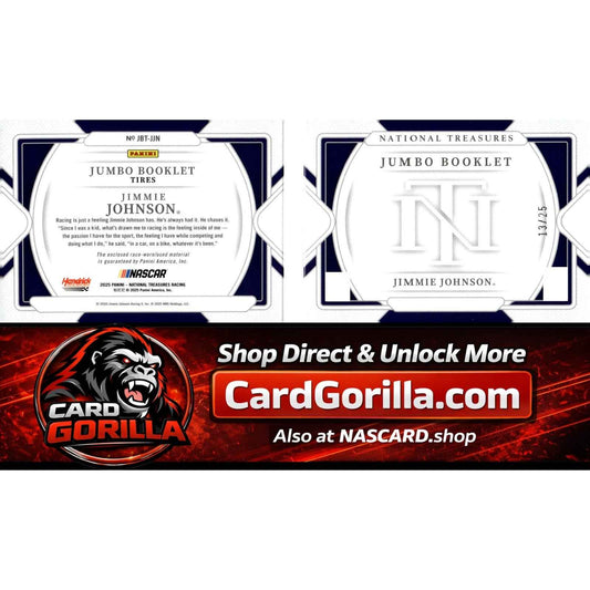 2025 Panini National Treasures #JBT-JJN Jimmie Johnson Jumbo Booklet Tire #/25