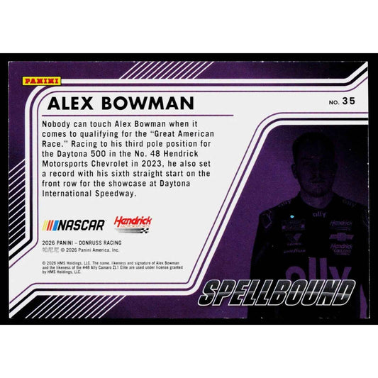 2026 Donruss #35 Alex Bowman Spellbound Orange Ice #/75