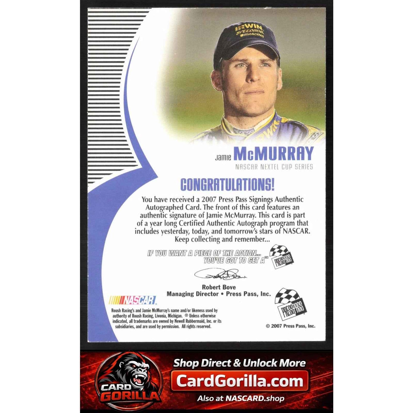 2007 Press Pass #NNO Jamie McMurray Signings Silver #100/100
