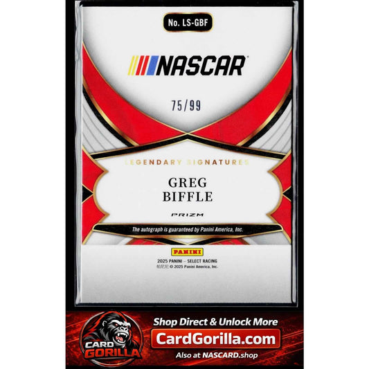2025 Panini Select #LS-GBF Greg Biffle Legendary Signatures Blue Prizms #/99