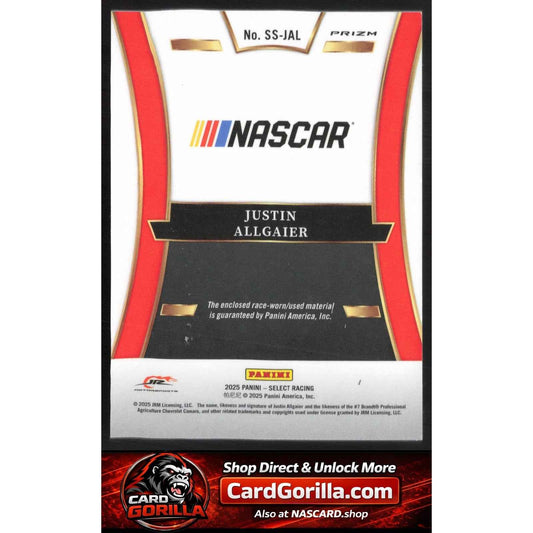 2025 Panini Select #SS-JAL Justin Allgaier Selective Swatches Ice Prizms