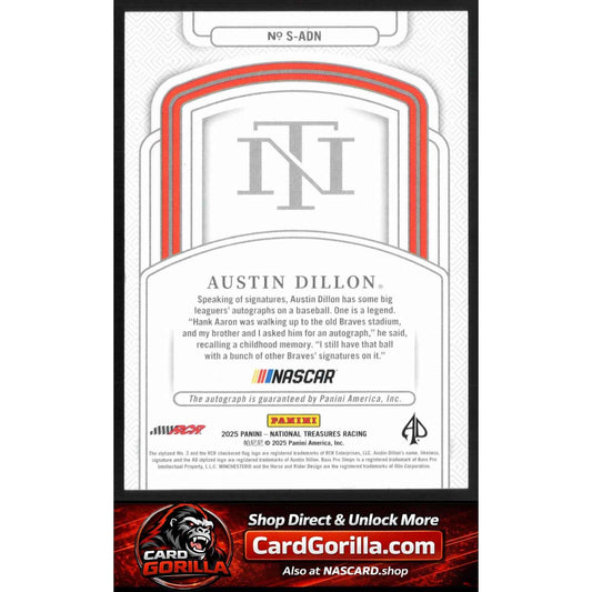 2025 Panini National Treasures #S-ADN Austin Dillon Signatures #/99