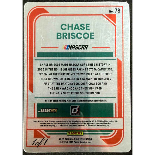 2026 Donruss #78 Chase Briscoe Printing Plates Cyan #1/1