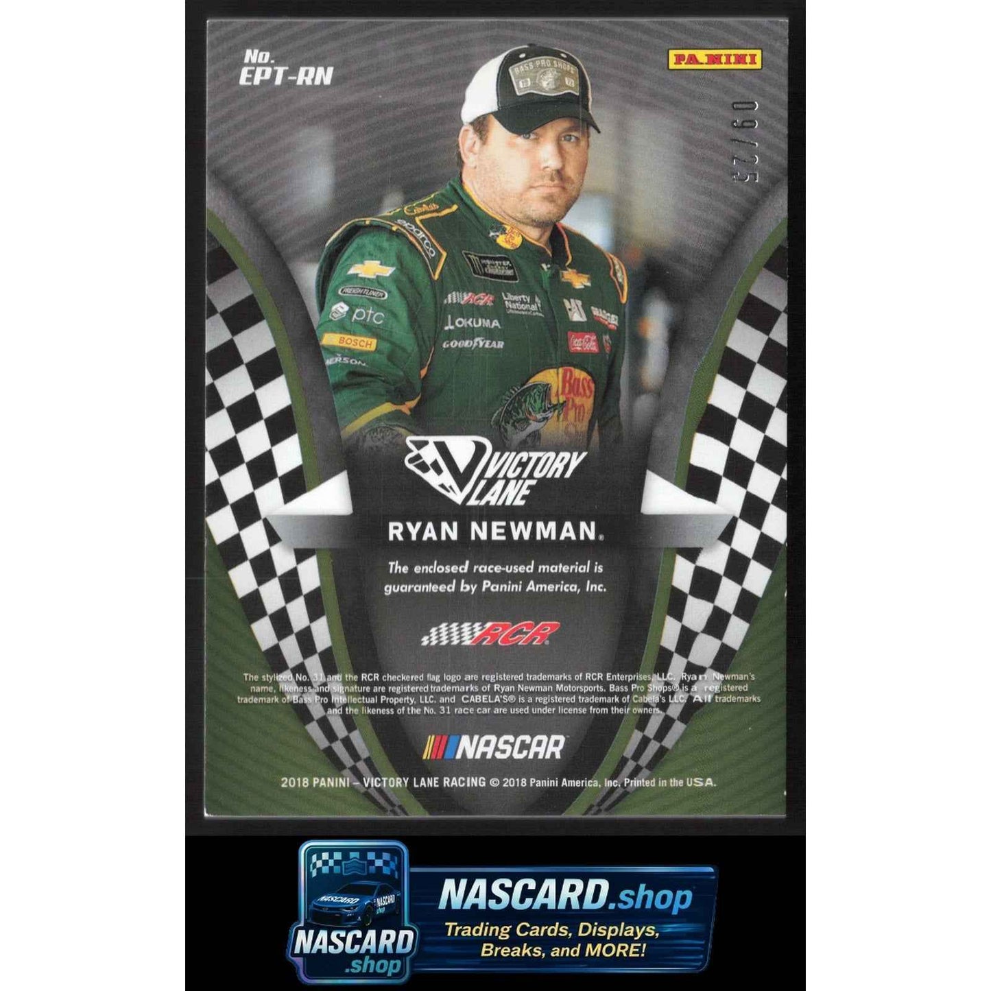 2018 Panini Victory Lane #EP-RN Ryan Newman Engineered to Perfection Green #/99