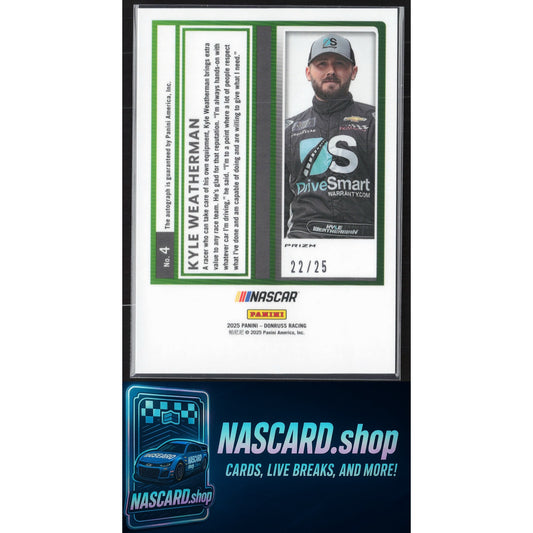 2025 Donruss #4 Kyle Weatherman Optic Signatures Pandora #/25