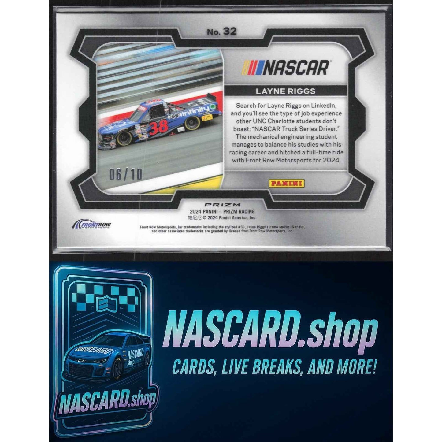 2024 Panini Prizm #32 Layne Riggs Gold #/10 RC