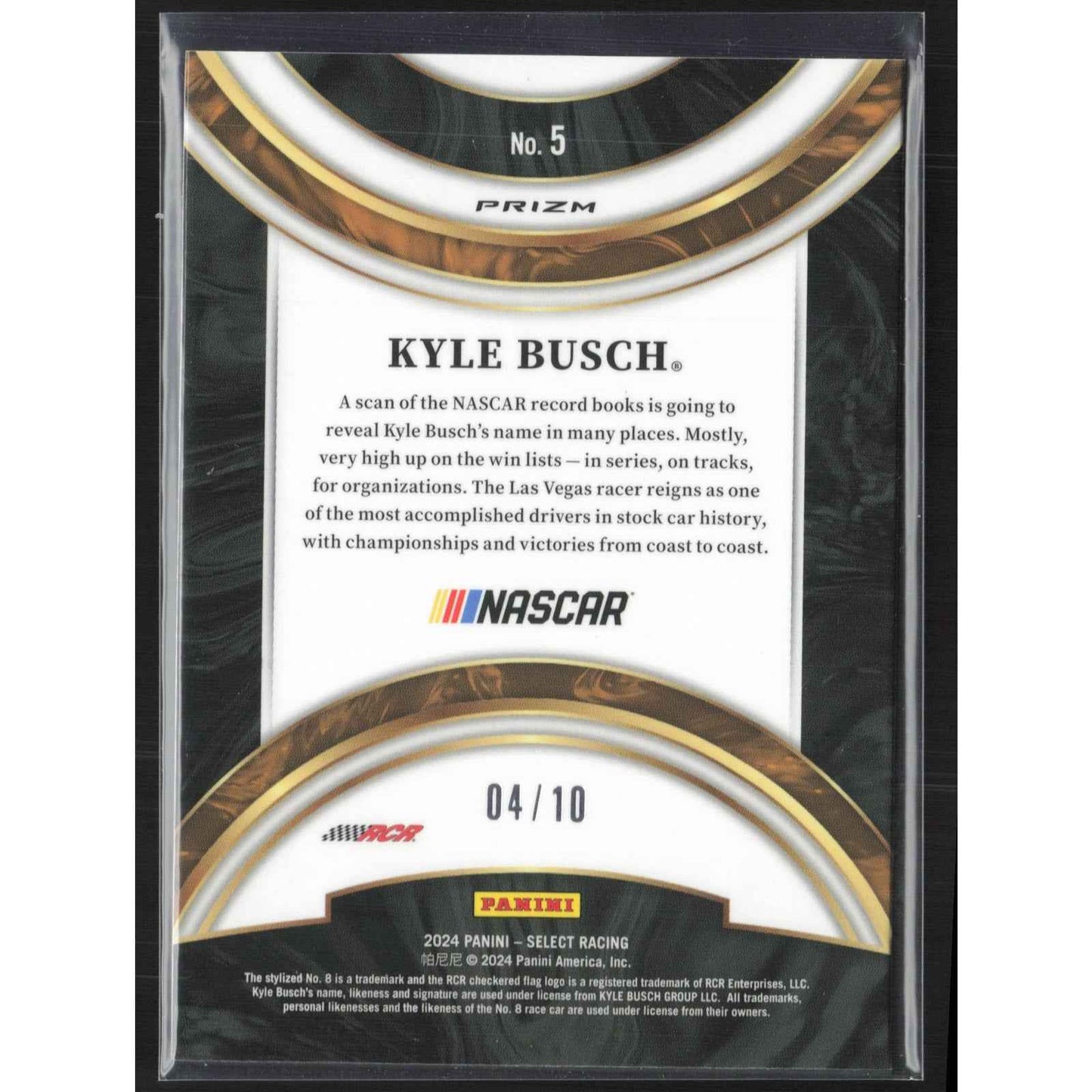 2024 Panini Select #5 Kyle Busch American Pride Gold Flash Prizms #/10