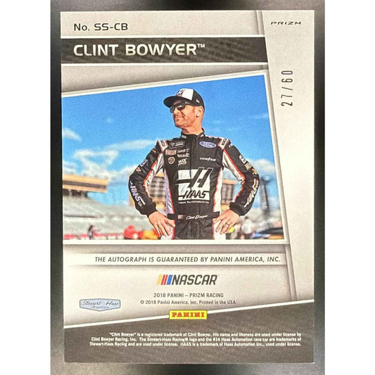 2018 Panini Prizm Clint Bowyer #SS-CB Scripted Signatures Red White and Blue /60