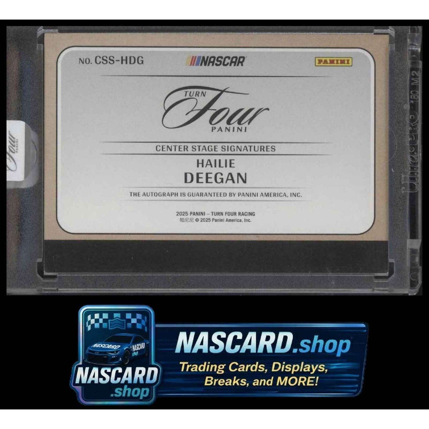 2025 Panini Turn Four #CSS-HDG Hailie Deegan Center Stage Signatures Purple #/25