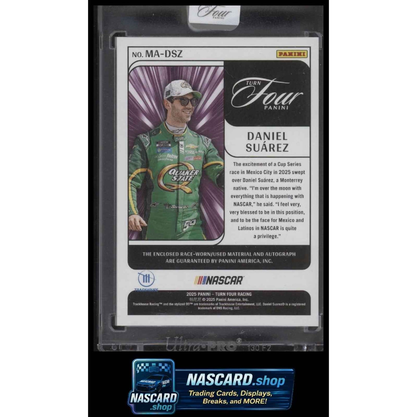 2025 Panini Turn Four Daniel Suarez Memorabilia Autographs Holo Silver #/75