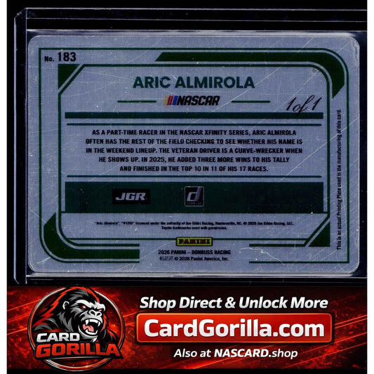 2026 Donruss #183 Aric Almirola Printing Plates #1/1