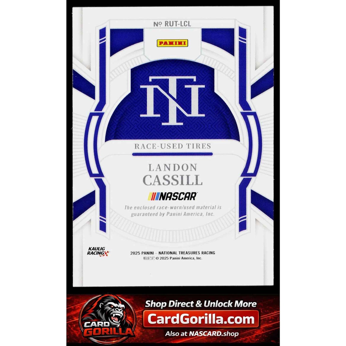 2025 Panini National Treasures #RUT-LCL Landon Cassill Race Used Tires #/99