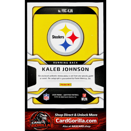 2025 Panini Certified Kaleb Johnson Freshman Fabric Mirror Signatures Blue #/50