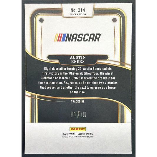 2025 Panini Select NASCAR Austin Beers #214 Trackside Gold Prizms 1/10 RC