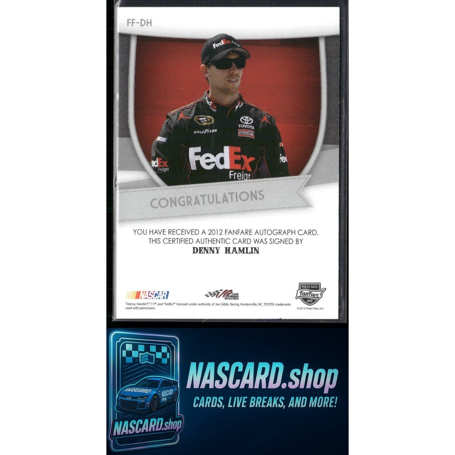 2012 Press Pass Fanfare #FF-DH Denny Hamlin Autographs Gold #/15 - Card Gorilla