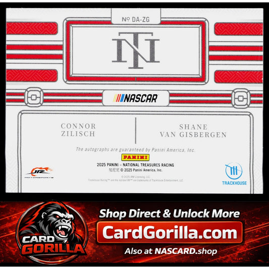 2025 National Treasures Connor Zilisch Shane Van Gisbergen Dual Autographs #/99