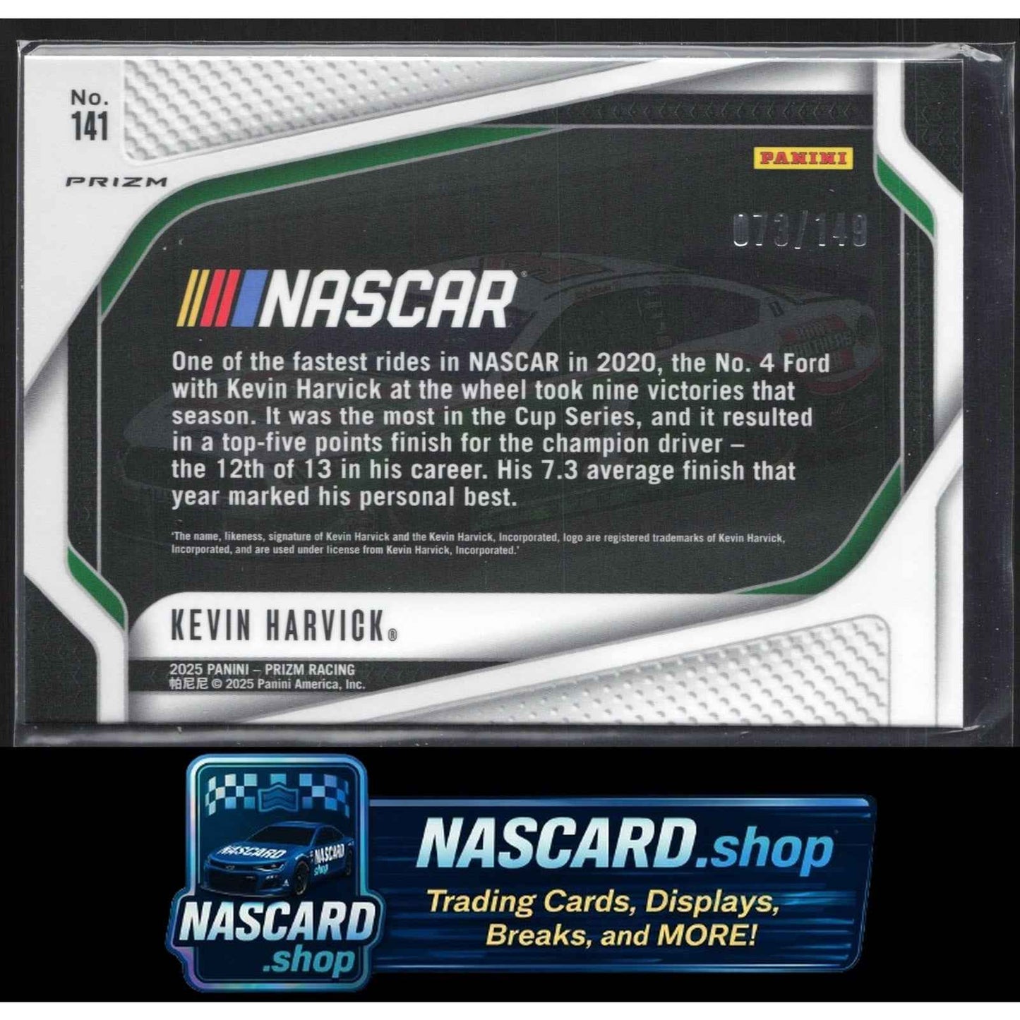 2025 Panini Prizm #141 Kevin Harvick Green Scope #/149