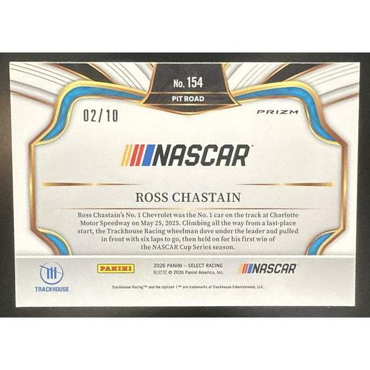 2026 Panini Select NASCAR Ross Chastain #154 Set - Pit Road Gold Prizms 2/10