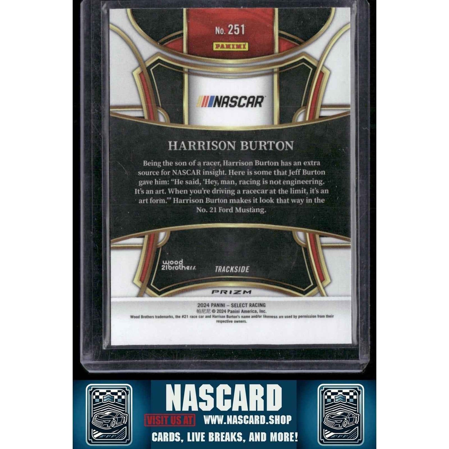 2024 Panini Select Trackside #251 Harrison Burton Zebra Prizms