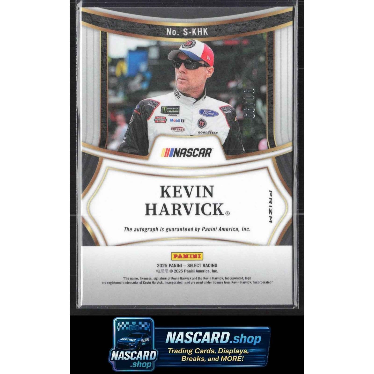 2025 Panini Select #S-KHK Kevin Harvick Signatures Blue Prizms #/99