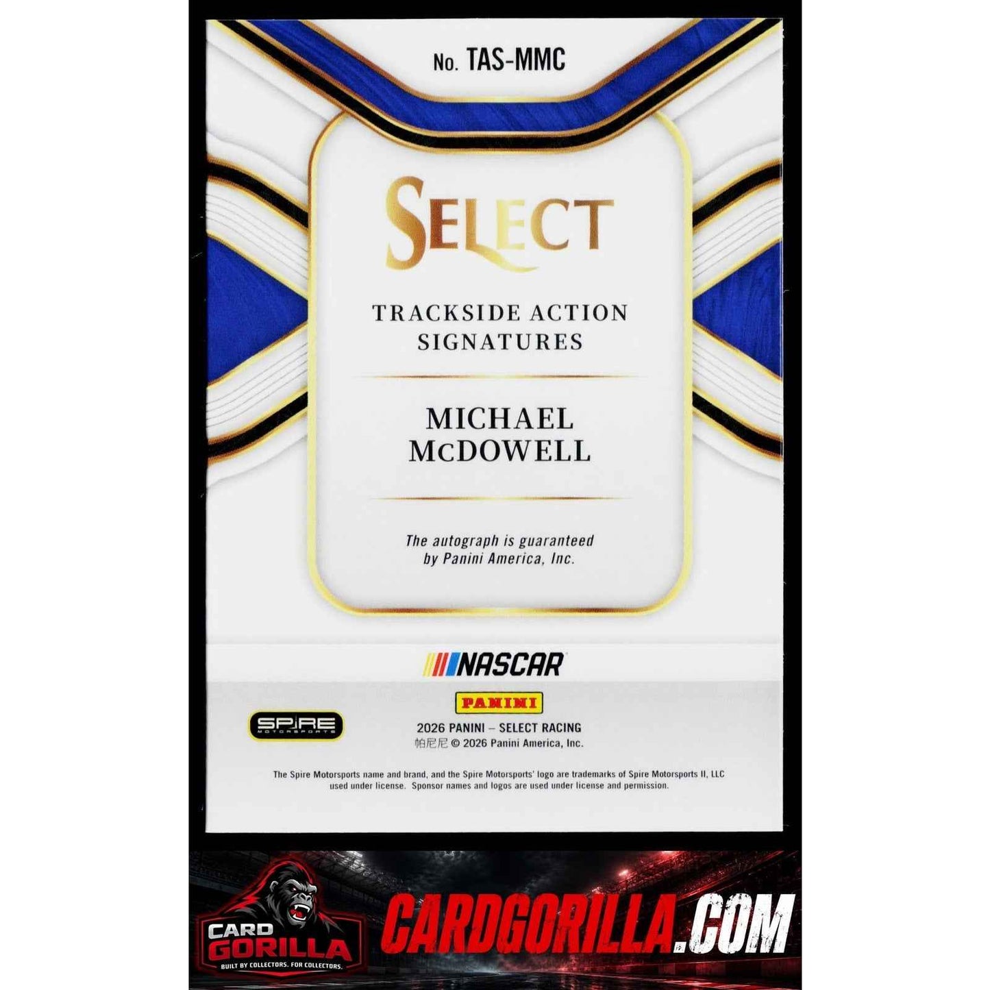 2026 Panini Select #TAS-MMC Michael McDowell Trackside Action Signatures