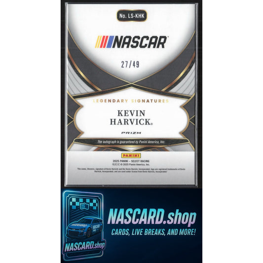 2025 Panini Select #LS-KHK Kevin Harvick Legendary Signatures Purple Prizms #/49