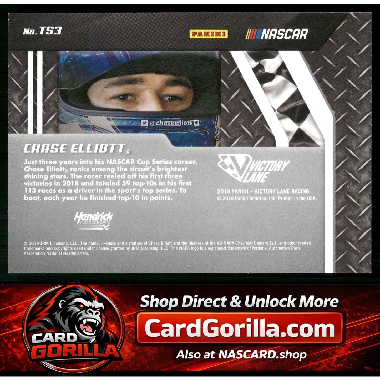 2019 Panini Victory Lane #TS3 Chase Elliott Track Stars Gold #/25
