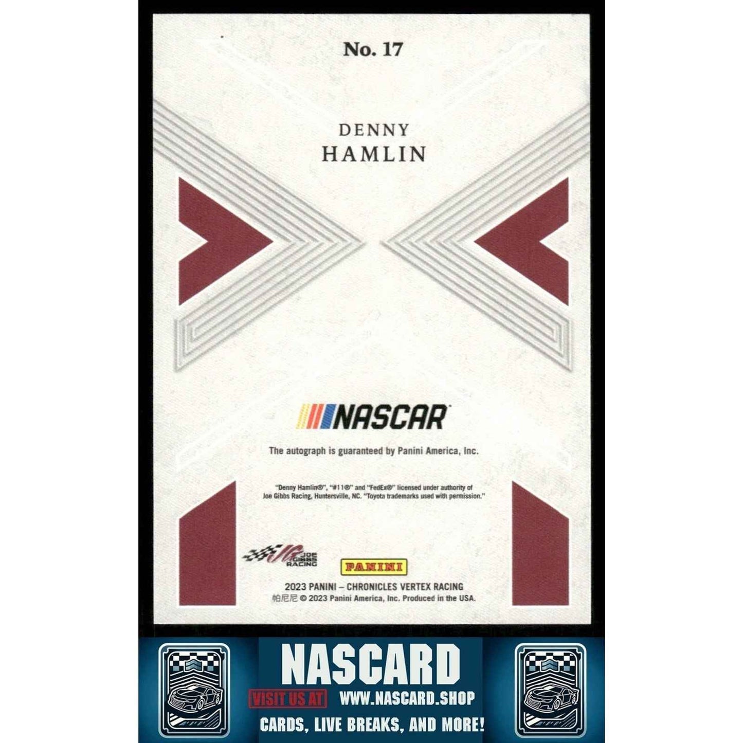 2023 Panini Chronicles - Vertex Autographs Gold Denny Hamlin #17 /10