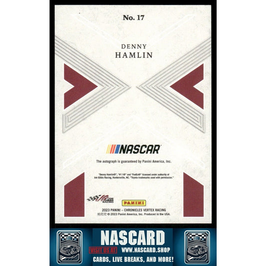 2023 Panini Chronicles - Vertex Autographs Gold Denny Hamlin #17 /10 - NASCARD.shop