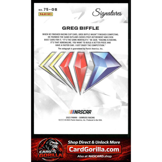 2023 Panini Prime #75-GB Greg Biffle NASCAR 75th Anniversary Signatures