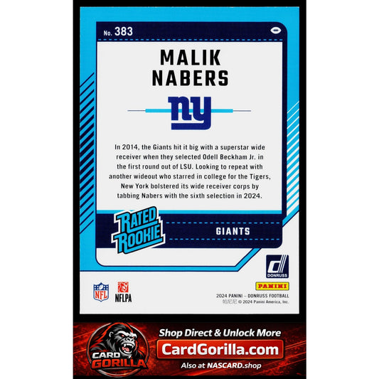 2024 Donruss #383 Malik Nabers Press Proof Green